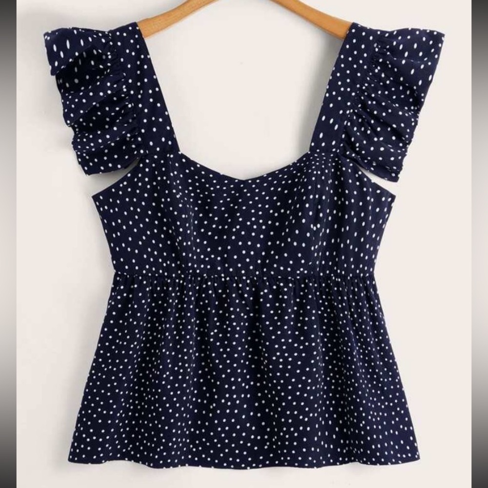 3/$20! Polka Dot Ruffle Babydoll Top